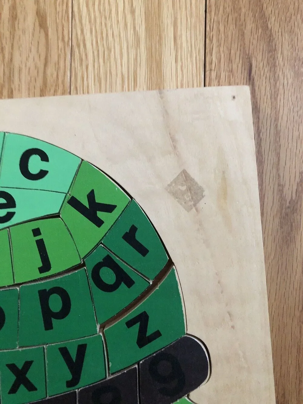 Vintage 1970's Puzzle People‎ Wooden TURTLE Puzzle Alphabet & Numbers 42 Pieces